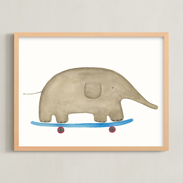 "Fast Riders I" - Art Print in Blue by Francisca Reyes - Framed