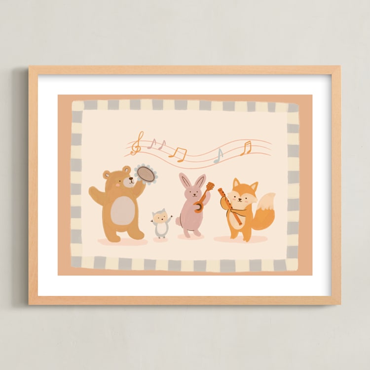 "Woodland Orchestra" - Art Print in Latte by Kartika Paramita - Framed
