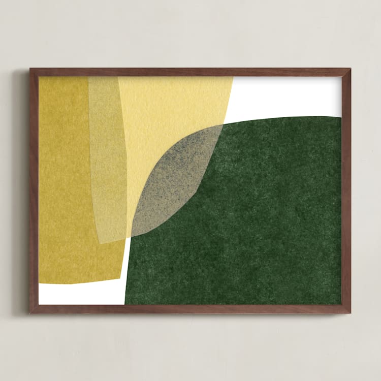 "spatial divide one" - Art Print in citron by Carrie Moradi - Framed