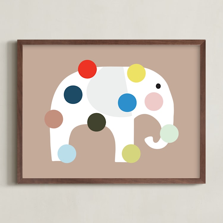 "Elephadots" - Art Print in Earth by Maja Cunningham - Framed