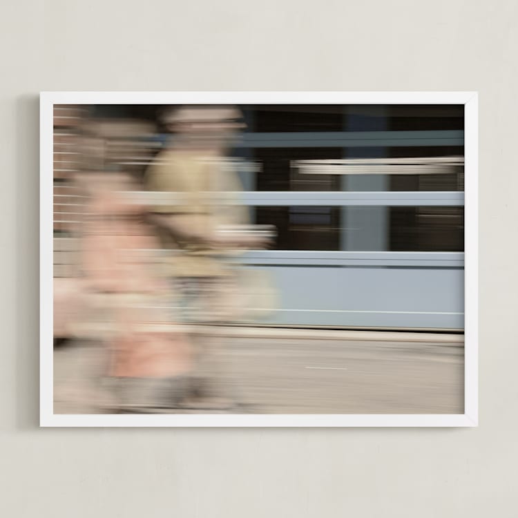 "On the Move" - Art Print in Windy Blue by Deborah Chou - Framed