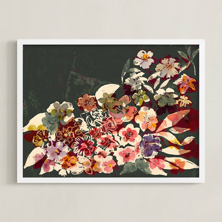 "Fusion Bouquet" - Art Print in Deep Green by Bethania Lima - Framed