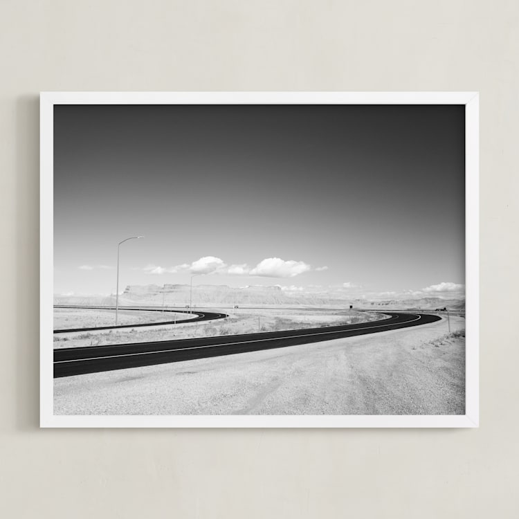 "Desert Route" - Art Print in Asphalt by Tania Medeiros - Framed