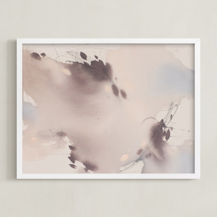 "Doves in Flight 1" - Art Print in Dusty Plum by Christa - Framed