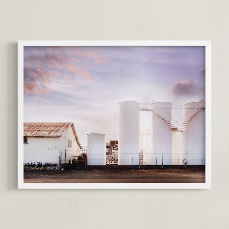"Morning at the Silos" - Art Print in Periwinkle by Hollie Renner Photography - Framed