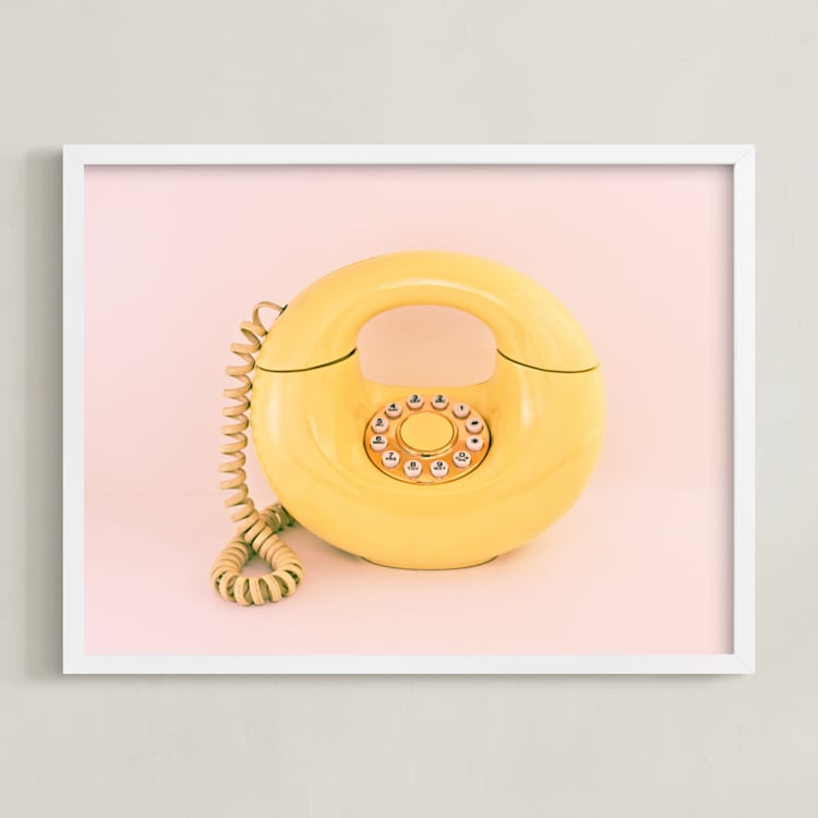 "Call Me Maybe 2" - Art Print in Baby Pink by Deborah Chou - Framed