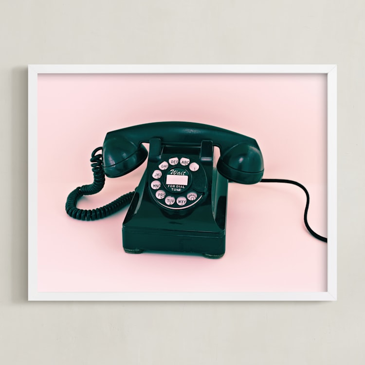 "Call Me Maybe 3" - Art Print in Baby Pink by Deborah Chou - Framed