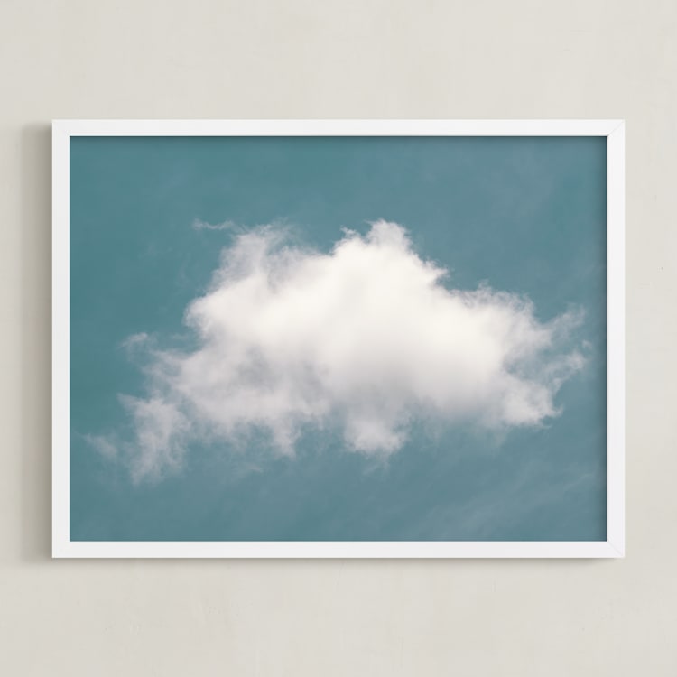 "Cloud in the Sky" - Art Print in Pool Blue by Tania Medeiros - Framed