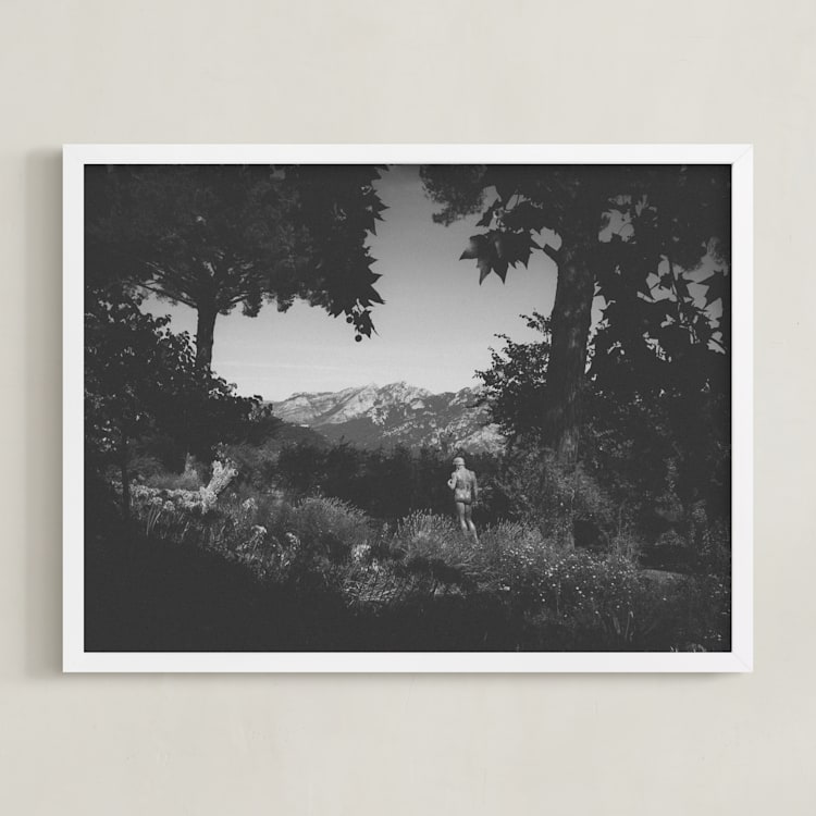 "Forgotten garden" - Art Print in Black by Romain - Framed
