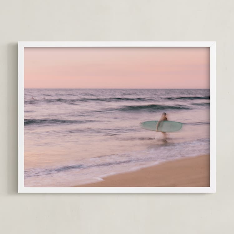 "Sayulita Surf" - Art Print in Soft Purple by Rachel Marie Keba - Framed