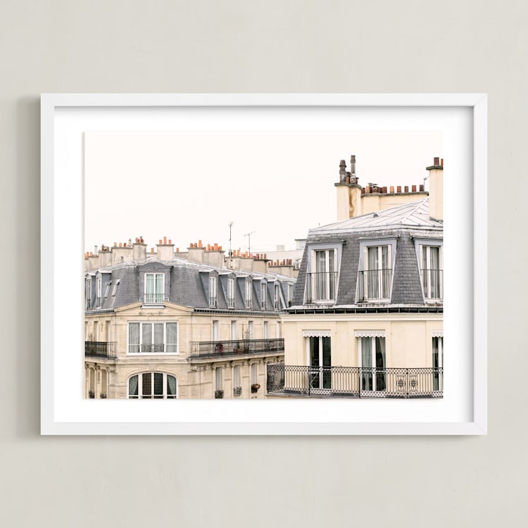 "Parisian Windows" - Art Print in Whitewashed by Annie Montgomery - Framed