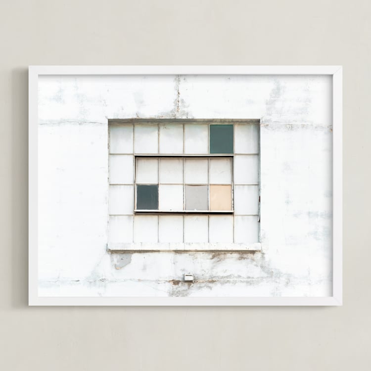 "Industrial Window" - Art Print in distressed white by Kamala Nahas - Framed