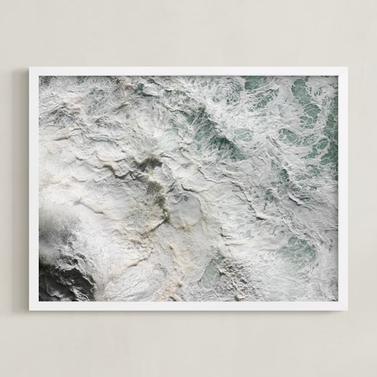 "Foaming Sea Water III" - Art Print in Ocean Storm by Becky Nimoy - Framed