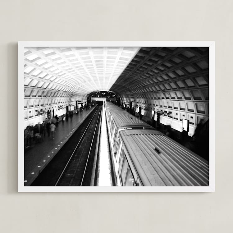"DC subway fast track" - Art Print in rustic black by Van Tsao - Framed