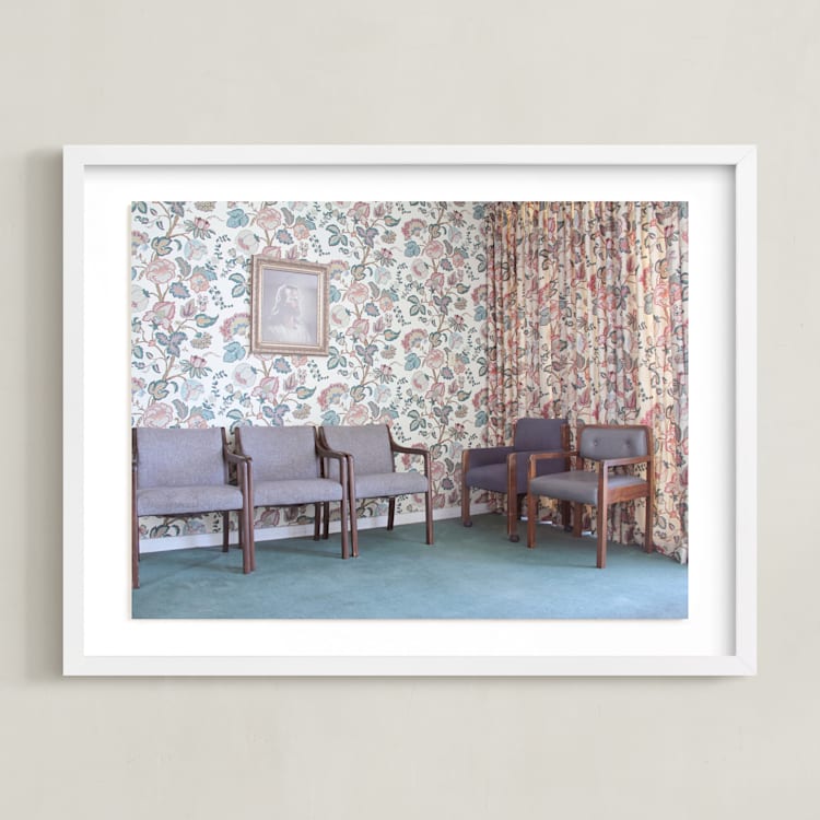 "Waiting Room" - Art Print in Grandma Blue by Julie Grace Immink - Framed
