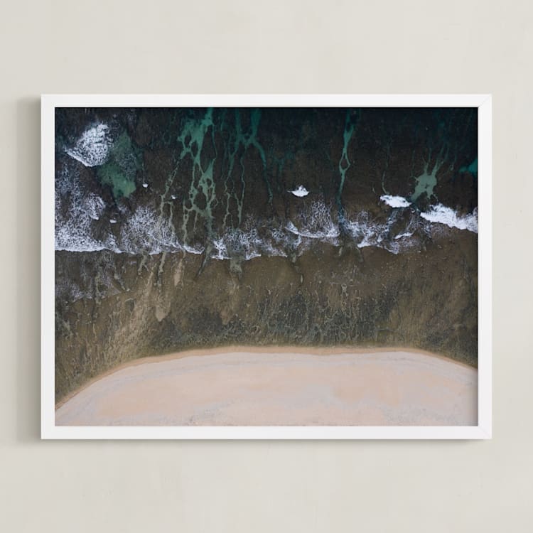 "Above the Sea" - Art Print in Aquamarine by Alaric Yanos - Framed