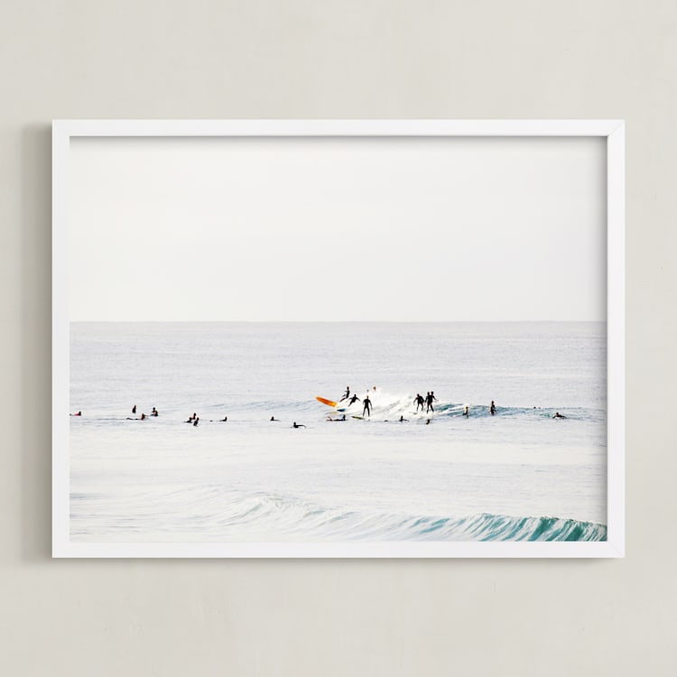 "Come On Baby Kick Them Daisies" - Art Print in Surfing Blues by Summer Strauch - Framed