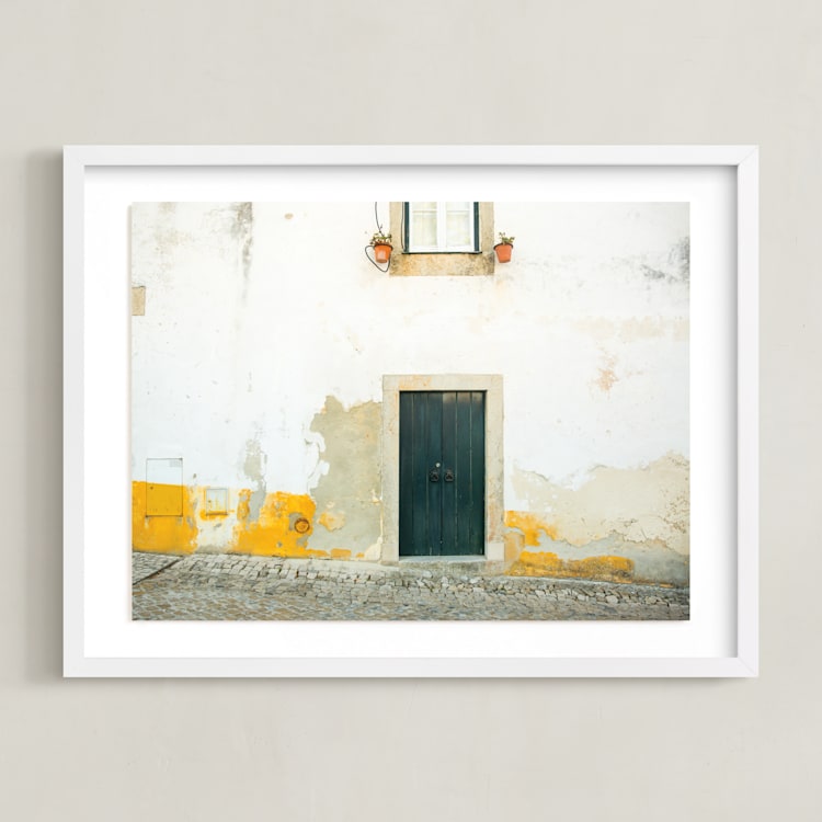 "Óbidos" - Art Print in Mustard Yellow by Heather Deffense - Framed