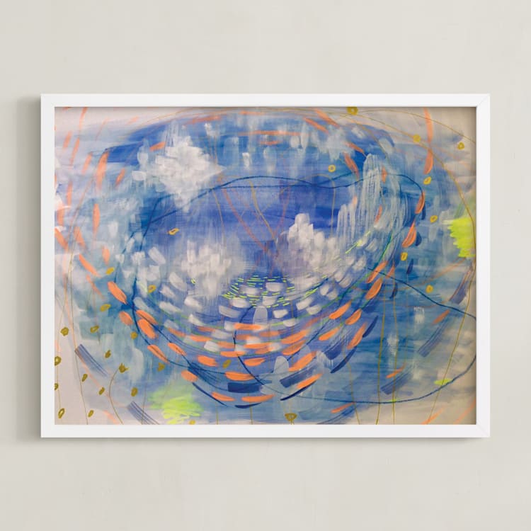 "Orbit" - Art Print in Cobalt Blue by Denise Wong - Framed