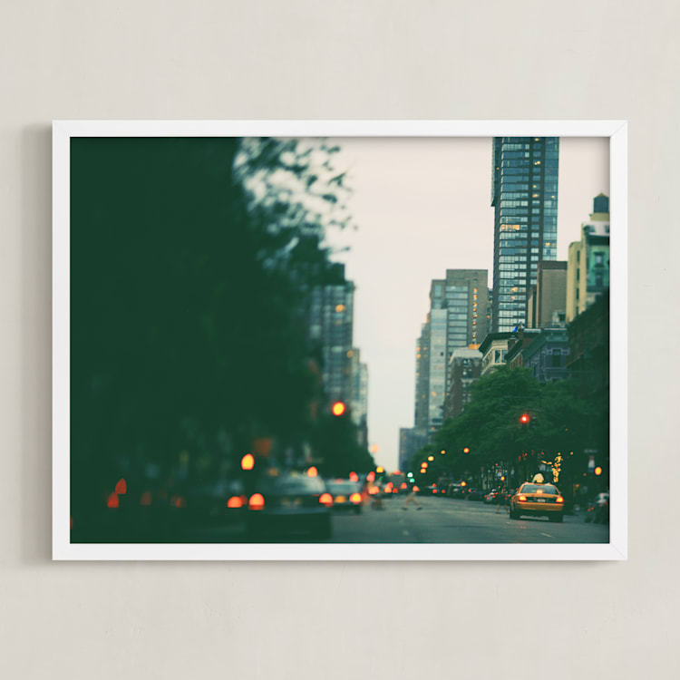 "Night Falls" - Art Print in Pale Lilac by ALICIA BOCK - Framed
