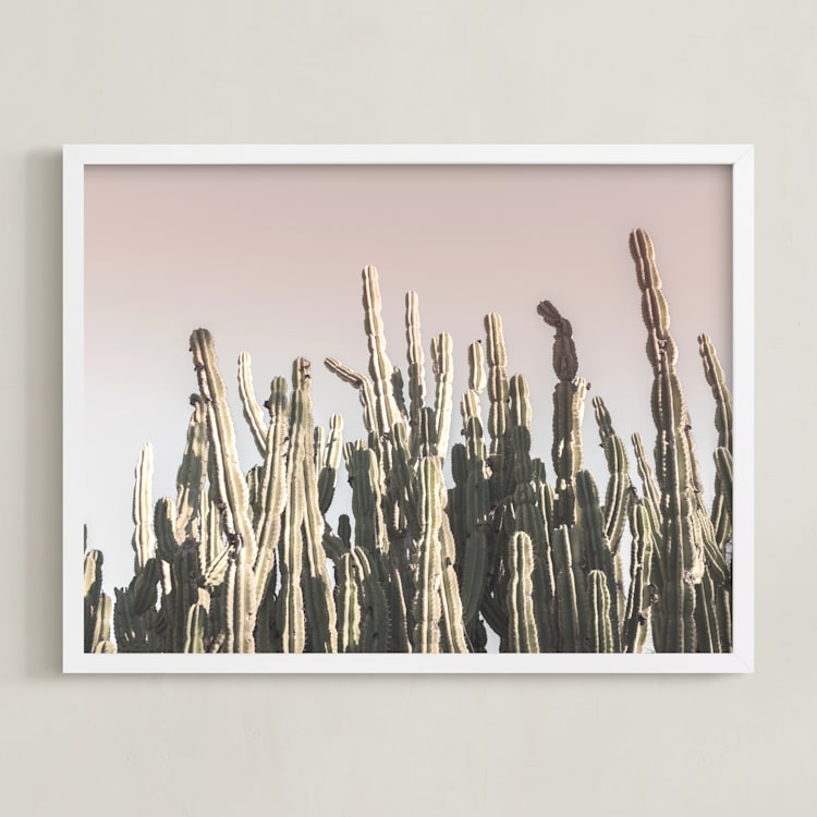 "Summer Cactus" - Art Print in pastel palette by Wilder California - Framed