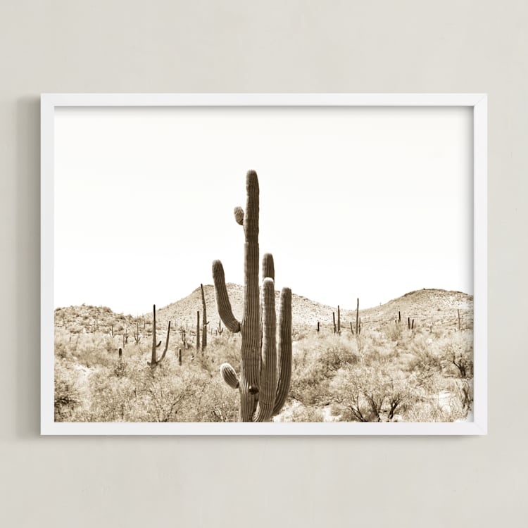 "Cacti V" - Art Print in Dust by Lisa Assenmacher - Framed