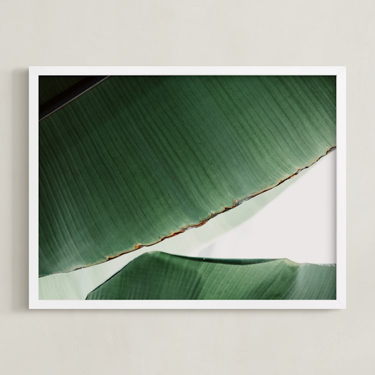 "leaf & light 1" - Art Print in deep ocean green by Alicia Abla - Framed