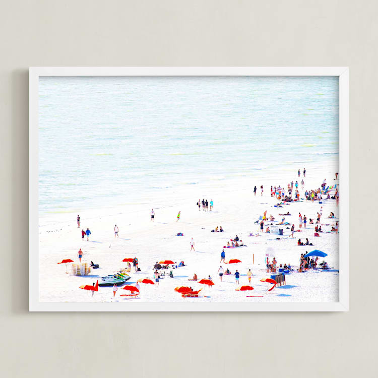 "Bright Beach" - Art Print in vibrant sun by Baumbirdy - Framed