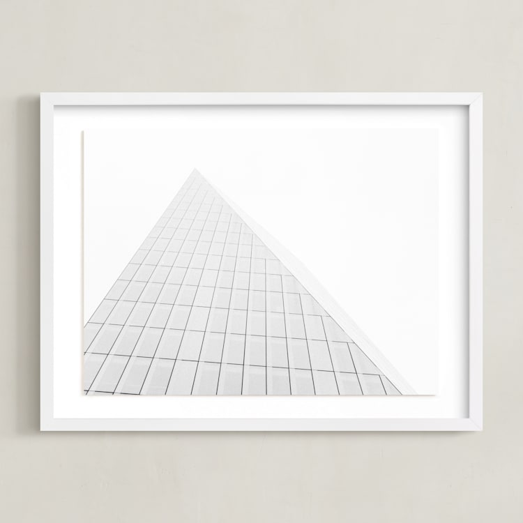 "Pyramid Building" - Art Print in Grey by Anna Western - Framed