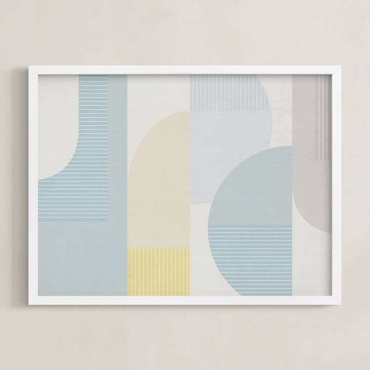 "Hustle Bustle" - Art Print in Neutral Natural by Jennifer Morehead - Framed