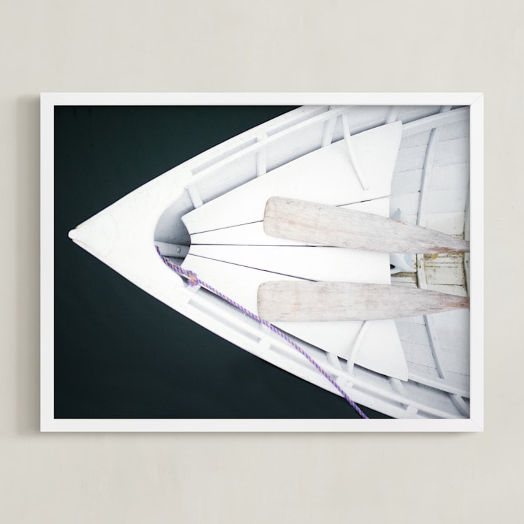 "Afloat" - Art Print in Dark Marine Teal by Haley George - Framed