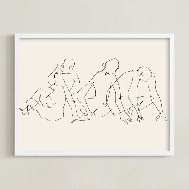 "Awaking" - Art Print in Monochrome by Catilustre - Framed