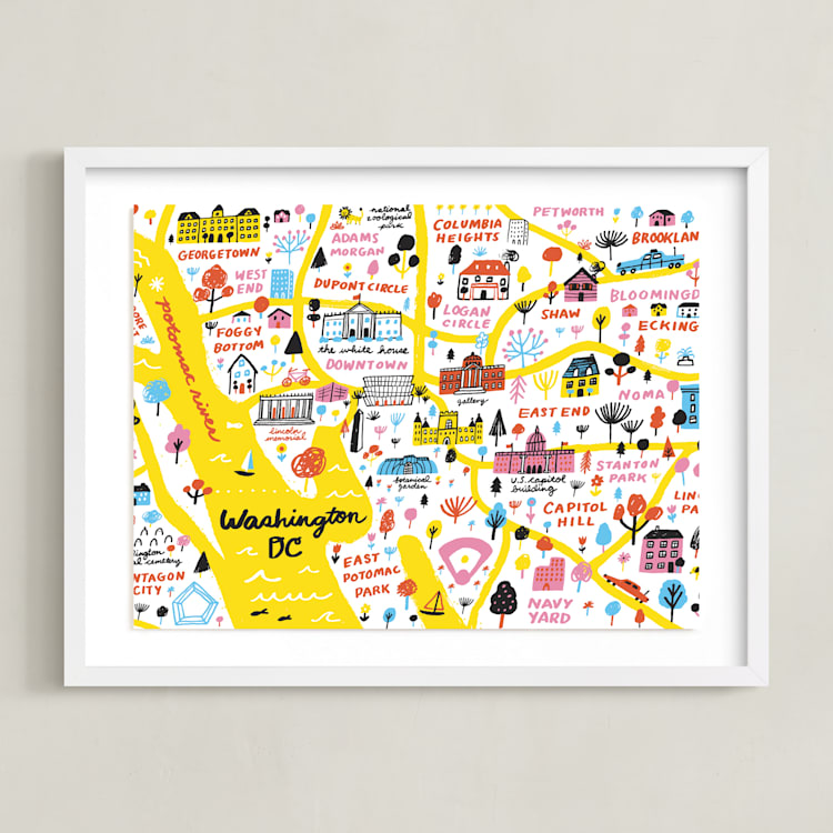 "I Love Washington D.C." - Art Print in Sunshine by Jordan Sondler - Framed