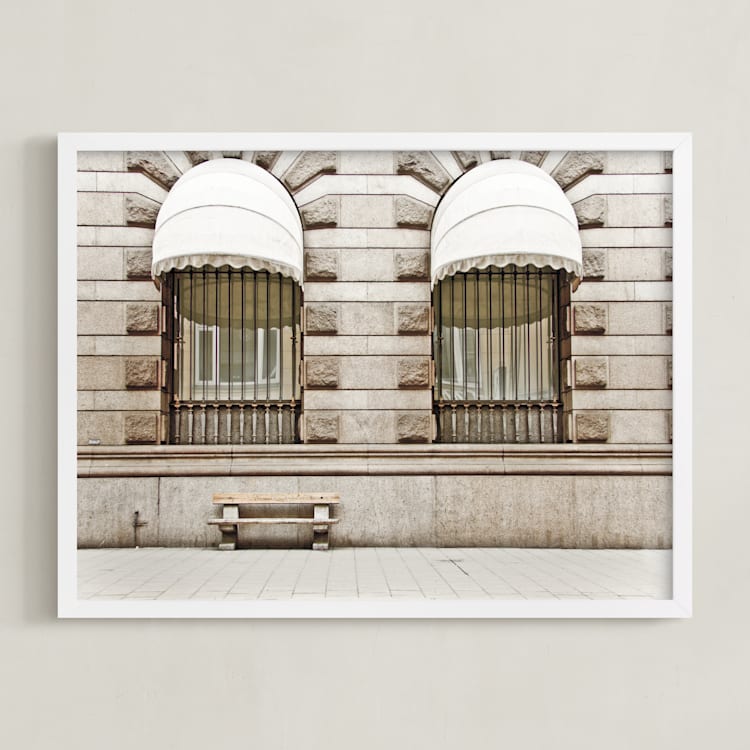 "Beige Scene" - Art Print in Creamy Beige by Alexandra Feo - Framed