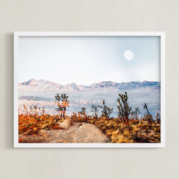 "Desert Super Moon" - Art Print in Mist by Kate Baird - Framed