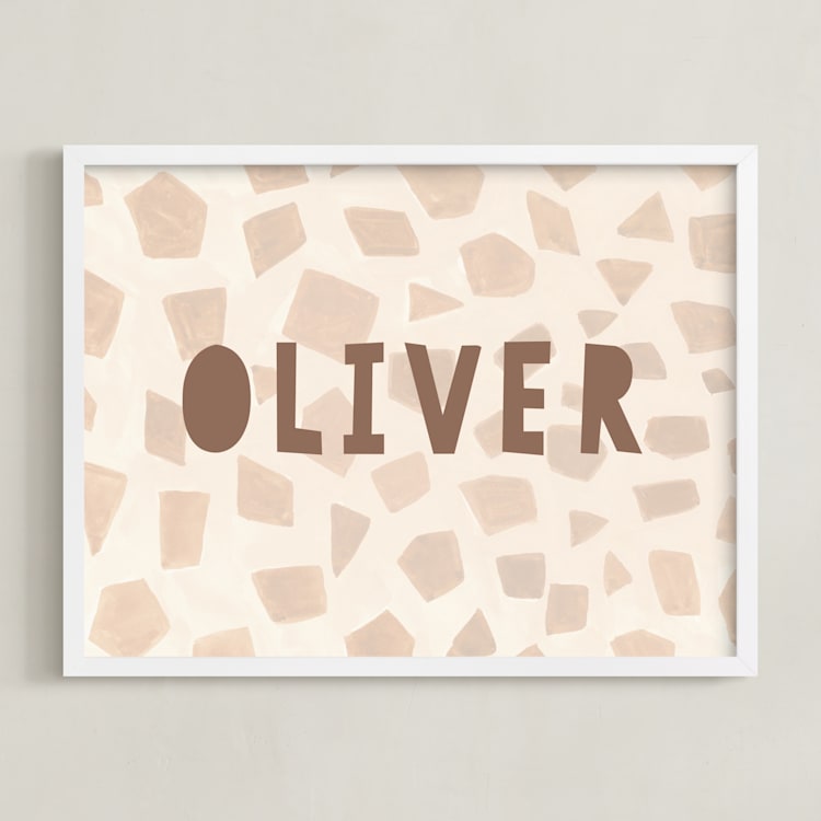 "Safari Friends 2" - Personalized Art Print in Brown by Teju Reval - Framed
