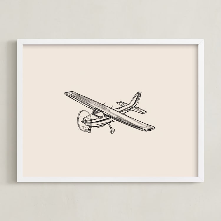 "Take Flight Loose Sketch 1" - Art Print in Beige by Katie Mulder - Framed