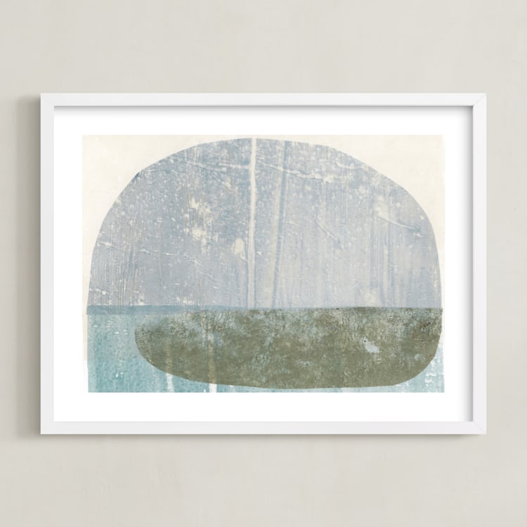 "Water's Edge" - Art Print in Lake Blue by Jennifer Daily - Framed