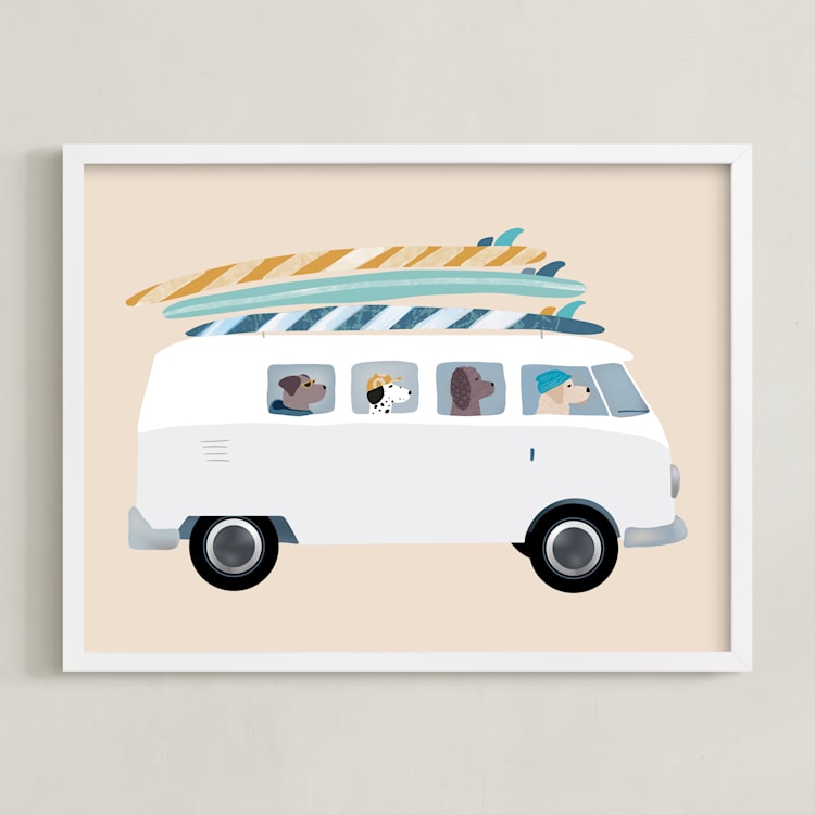"Venice Beach" - Art Print in Sand by Jenna Holcomb - Framed
