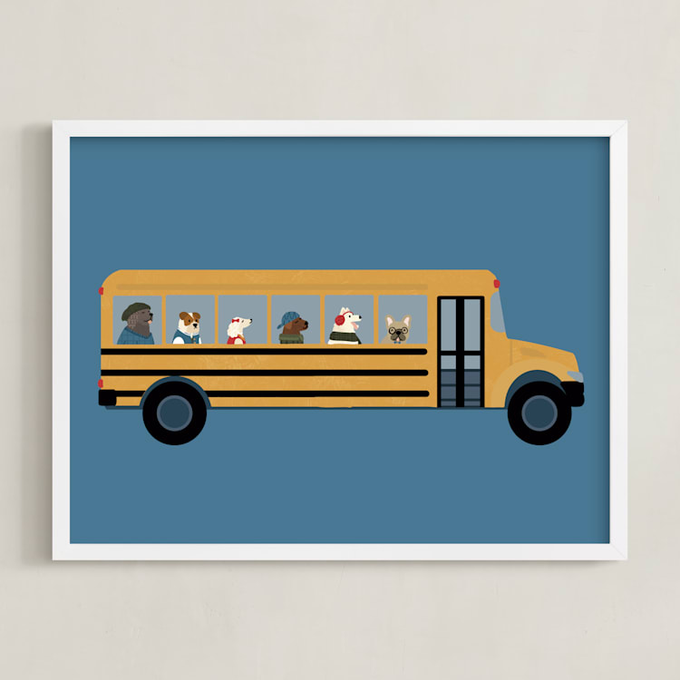 "School Dogs" - Art Print in Lake by Jenna Holcomb - Framed