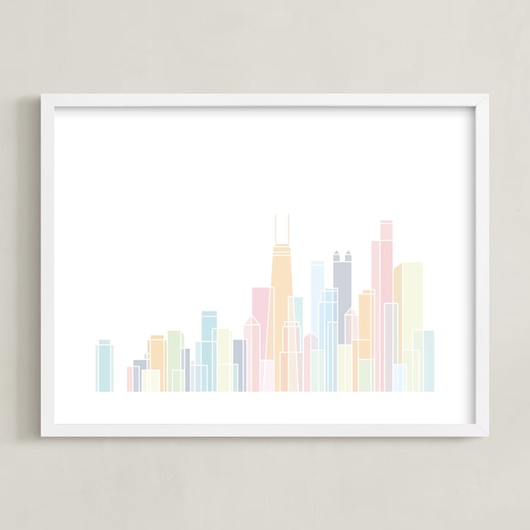 "Sky Lines" - Art Print in Sherbert by Jessie Steury - Framed