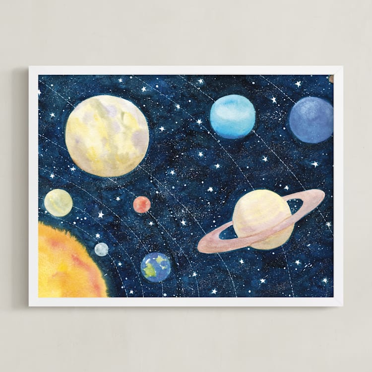 "Solar System" - Art Print in Deep Space by Alexandra Dzh - Framed