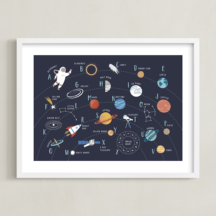 "Space Alphabet" - Art Print in Space by Teju Reval - Framed