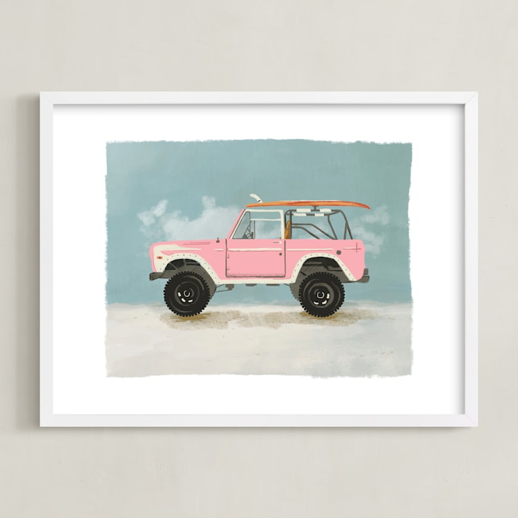 "Surf Pink" - Art Print in Coastal by Erin Kessler - Framed