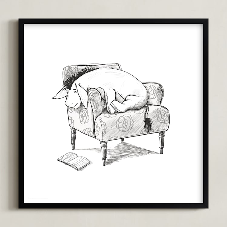 "Eeyore Lounging | Winnie The Pooh" - Art Print in White by Stefanie Lane - Framed