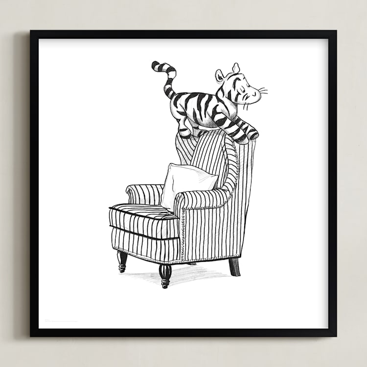 "Tigger Lounging | Winnie The Pooh" - Art Print in White by Stefanie Lane - Framed
