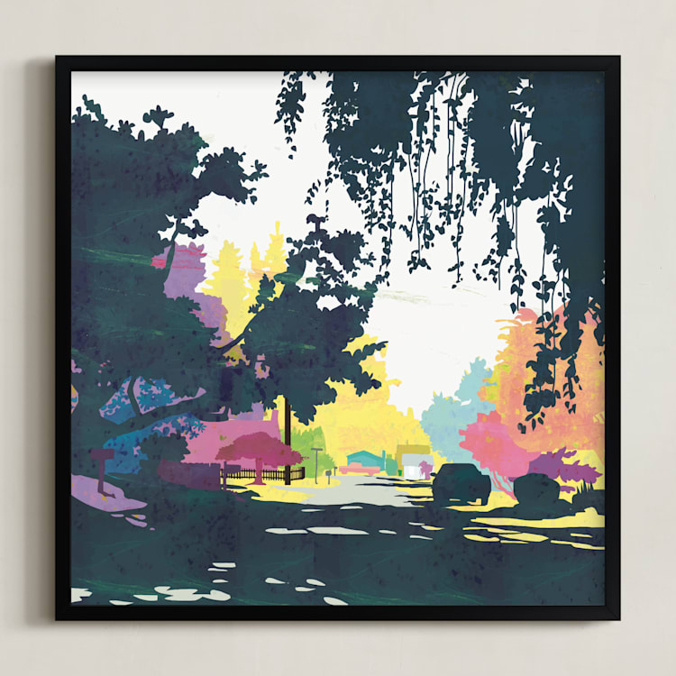 "37th Street 2" - Art Print in Grey Blue by lisa Mundorff - Framed