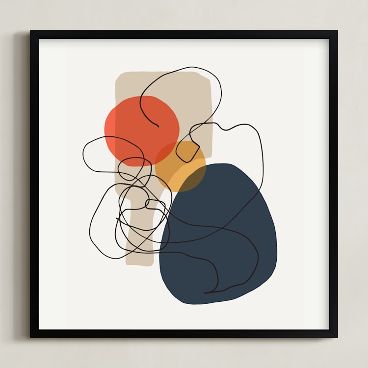 "Between the Lines IV" - Art Print in mid century by Svitlana Martynjuk - Framed