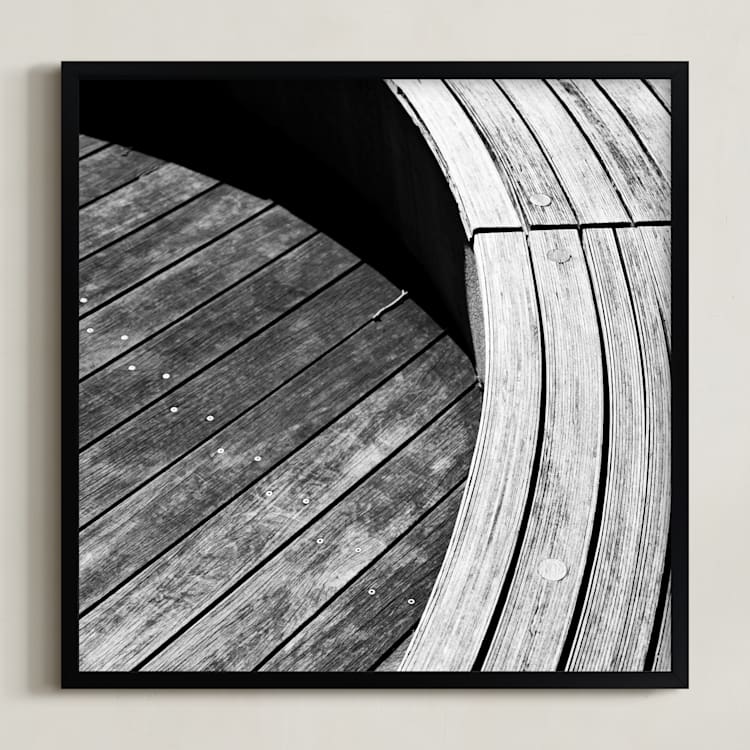 "Curve Bench Geometric IIII" - Art Print in tonal grey by Van Tsao - Framed