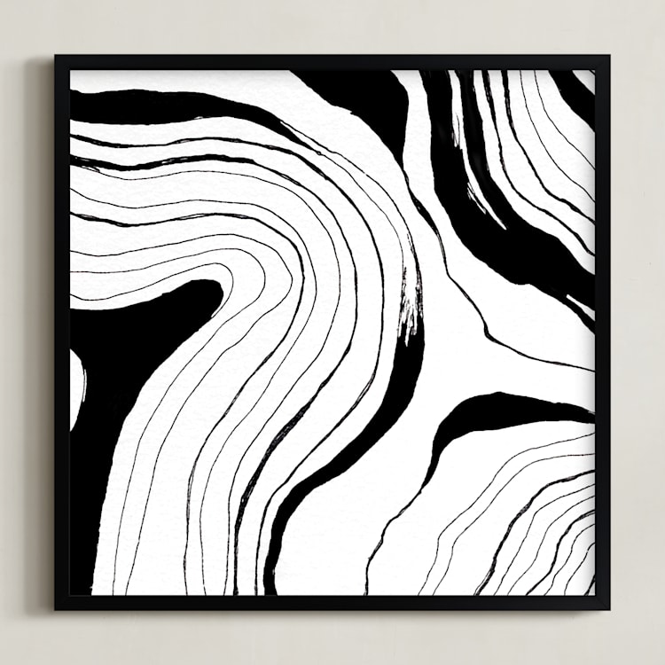 "Story Lines" - Art Print in India Ink by Hannah Lipking - Framed